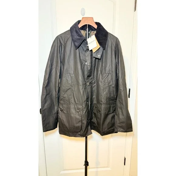 NWT Barbour Ashby Wax Jacket Mens Medium Black Sylkoil Waxed Cotton Coat