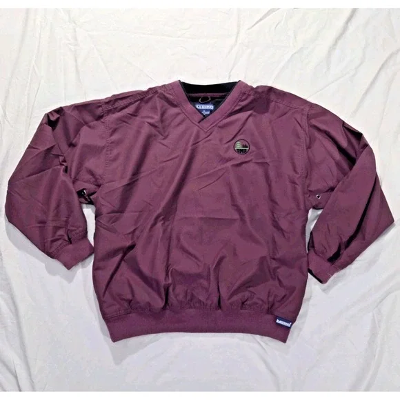 VTG LA Loving Men's Pullover Windbreaker Jacket Purple V-neck Embroidered Sz M