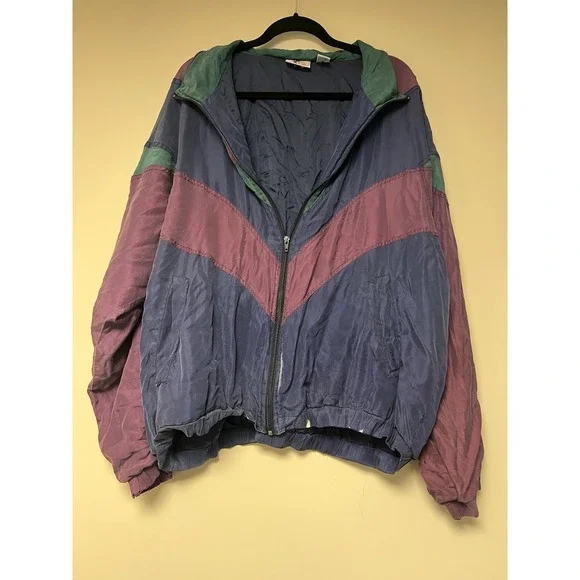 Print For The Big Man 100% Silk Men's Windbreaker Jacket *No‎ Size Tag*