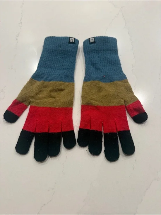 Burton Multicolor Striped Knit Gloves - Teal, Olive, Red, Black