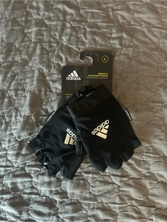 adidas Black and White Fingerless Training Gloves