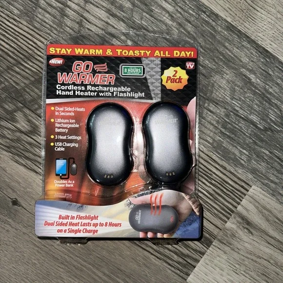 Go Warmer Rechargeable Hand Heater 2-Pack with Flashlight