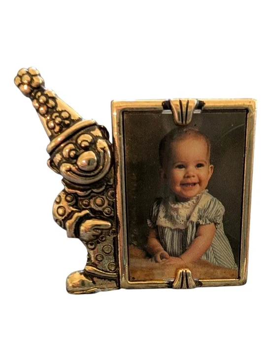 Gold Tone Clown Photo Frame -