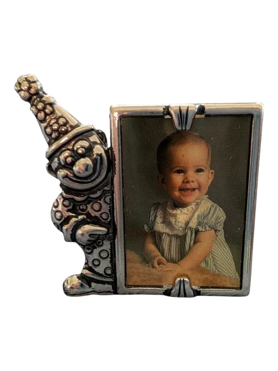 Silver Clown Accent Photo Frame - Baby Picture Holder