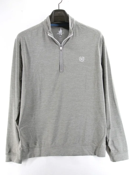 Johnnie O Sully Pullover Jacket 1/4 Zip Light Grey Stripes Performance Golf