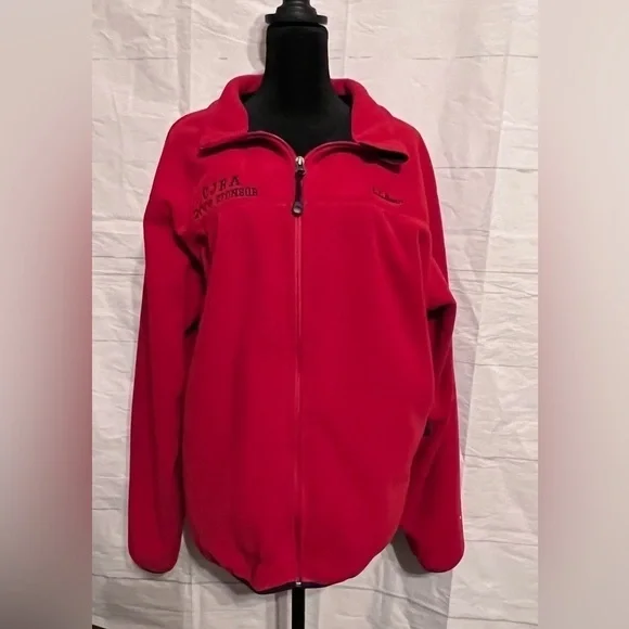Men’s L.L. Bean Red Embroidered Fleece zip-up Jacket Polartec size large