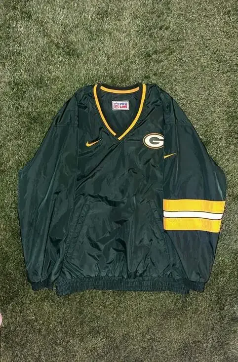 Vintage Nike NFL Pro Line Green Bay Packers Reversible Pullover Windbreaker Jack