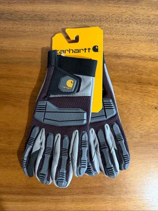 Carhartt Gray and Dark Brown Protective Work Gloves