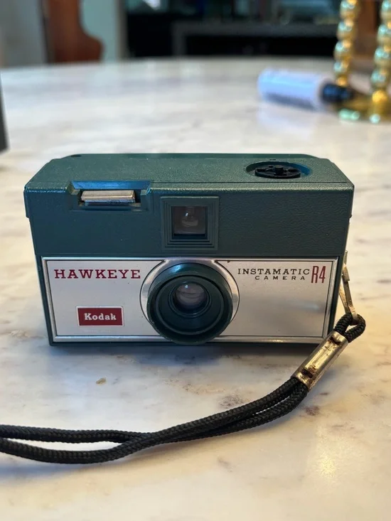 Kodak Hawkeye Instamatic R4 Green and Silver Camera with Wrist Strap