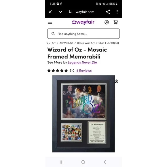 Wizard of Oz - Mosaic Framed Memorabilia‎ LND A2