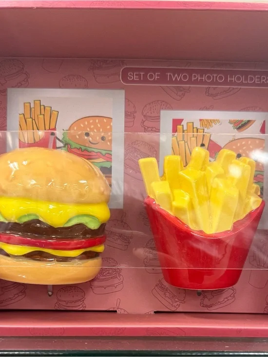 Burger & Fries Photo Holder Set - Pink Packaging