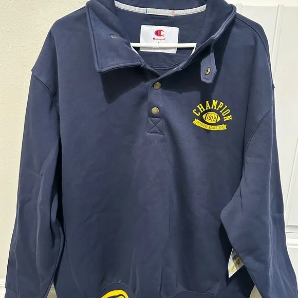 Champion Dark Blue Hoodie with‎ Yellow Accents
