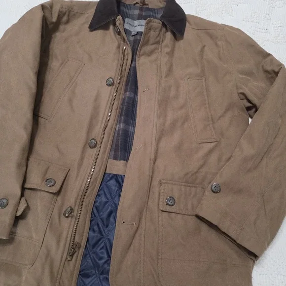 Johnston & Murphy 90s Barn Jacket Leather Collar Flannel Lined Canvas Size M