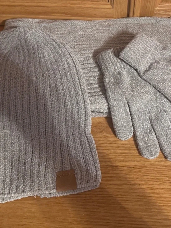 Women's Winter Hat, Gloves, & Scarf Set Warm Winter Gray