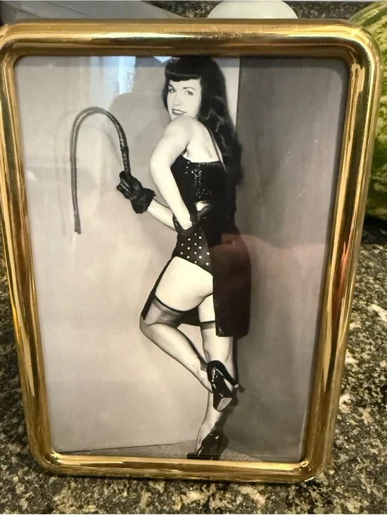 Vintage Brass 5x7 Frame with Bettie Page Photo