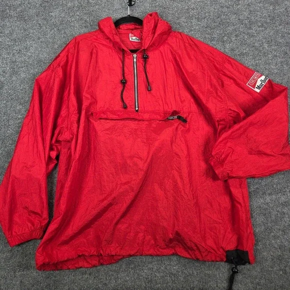 Vintage Marlboro Jacket Mens XXL Unlimited Windbreaker Packable 1/2 Zip Anorak