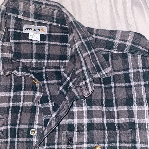 Carhartt Green and Gray Plaid Shirt Jacket