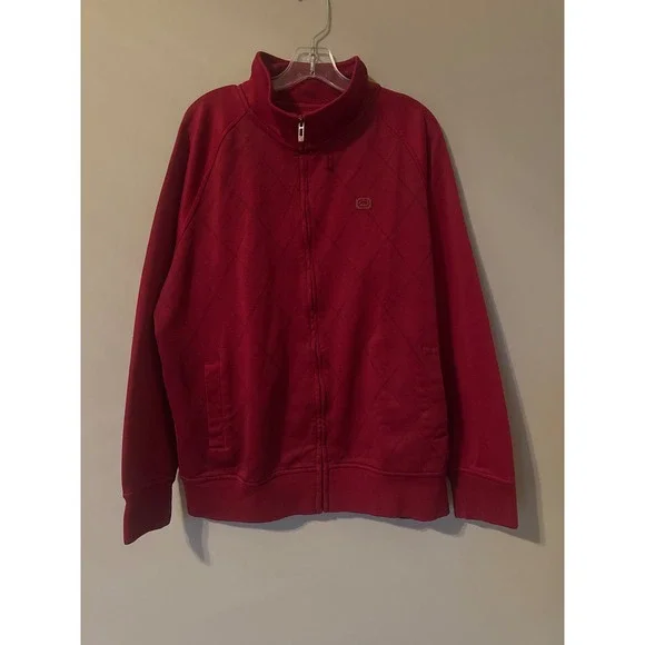 Ecko Unltd Mens Red Diamond Quilt Full Zip Track Jacket XL Rhino Logo Streetwear