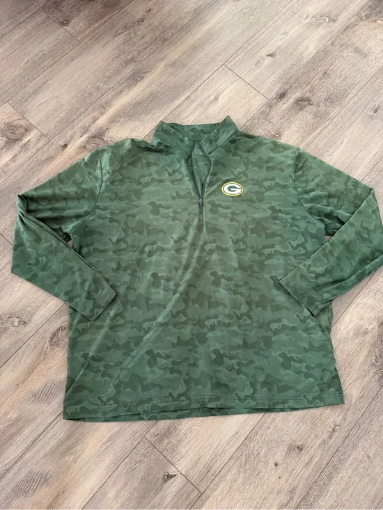Antigua Green Camo Green Bay Packers Quarter-Zip