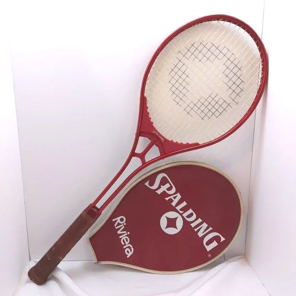 VTG SPAULDING RIVIERA Tennis Racket Cowhide grip   52-2458 W/ Zipper‎ Cover