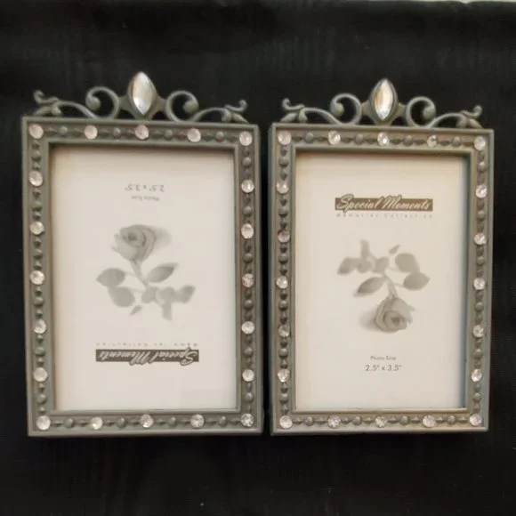 Two Black Gray and Jewels Picture Frames