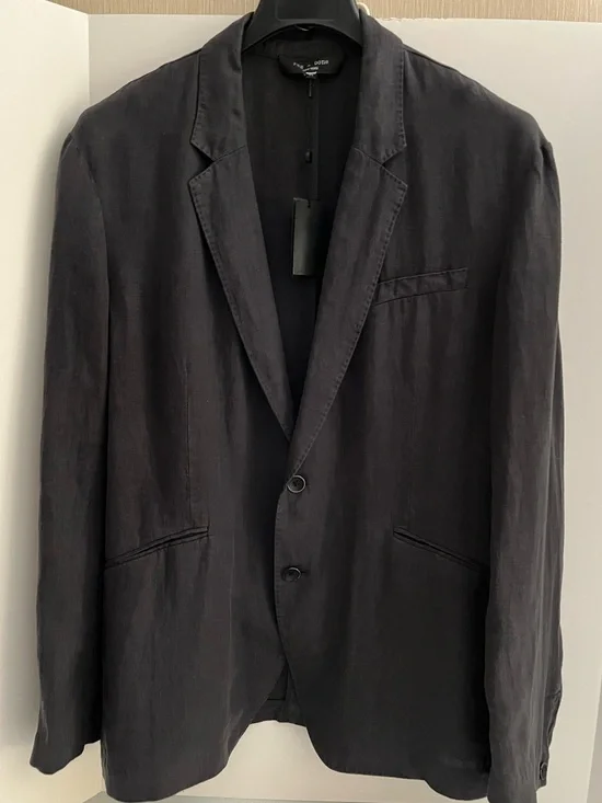 RAG & BONE WASHED DISTRESSED 100% FINE LINEN Notch Collar Blazer