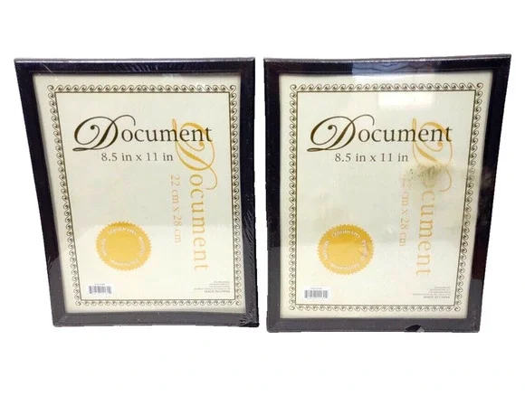 2 Pack Economy Document Photo Frames Black For 8.5x11 Picture Display F348 NOS