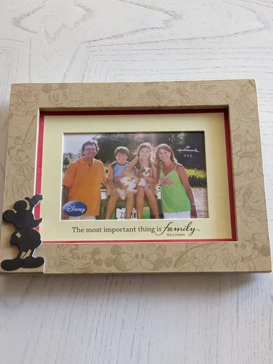 Disney Beige Photo Frame with Black Mickey Accent and Red Inner Trim