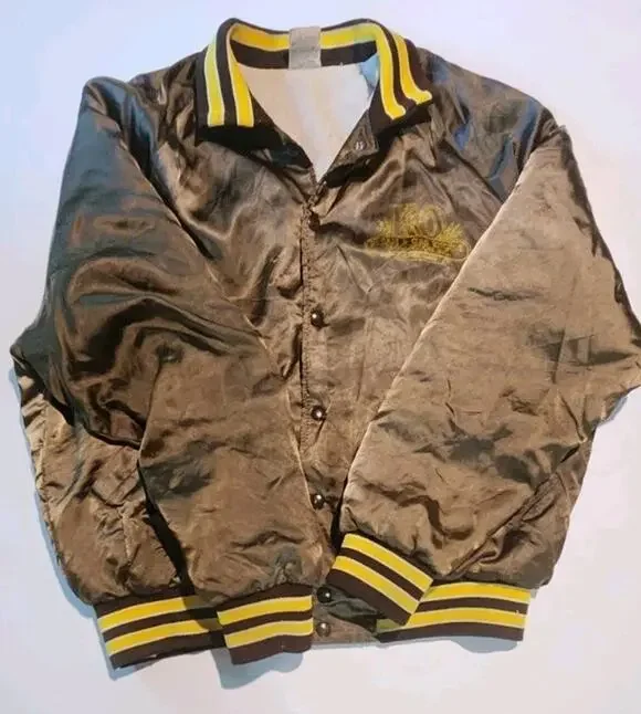 Rare Vintage K&O Steam Gas Engine Satin Jacket 80s Large Brown