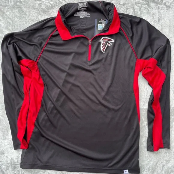 NFL Atlanta Falcons Fanatics Pro Line Quarter Zip Pullover Black Red Mens Large