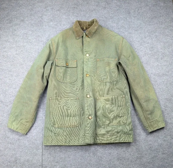 Carhartt Blanket Lined Coat Mens Medium Duck Canvas C02 DKB Chore Vintage Green
