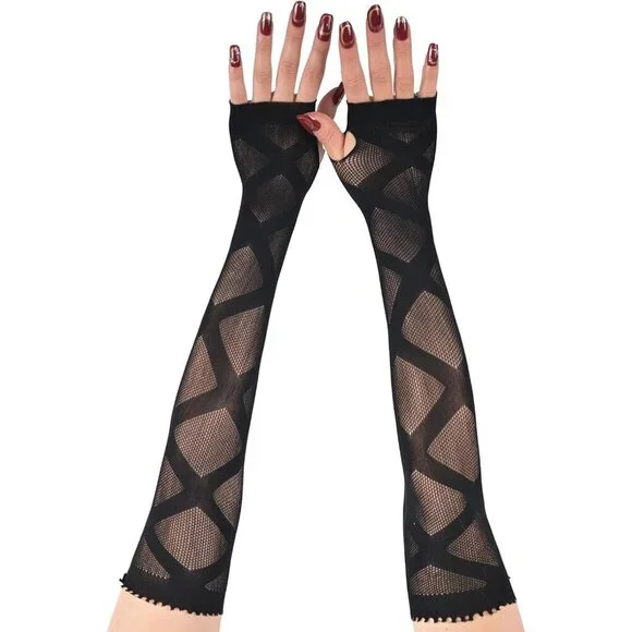 Women's Fishing Halloween Black 15 Net Gloves Fingerless Gothic Accessories
