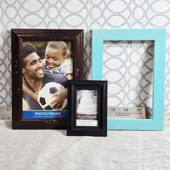 COMING SOON 3PC Mixed Frame Set – Rustic Wood + Modern Teal + Mini Accent Frame