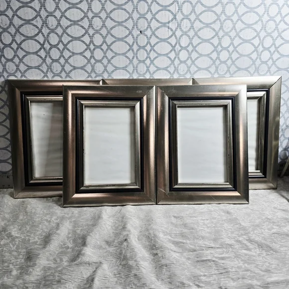COMING SOON 5PC Brushed Silver Photo Frames 4x4 Luxe Metallic Gallery Frames