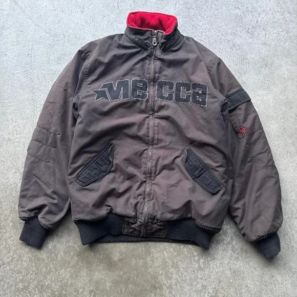 Vintage 90s Faded Mecca Quilt Lined Military Bomber Jacket Skater Grunge