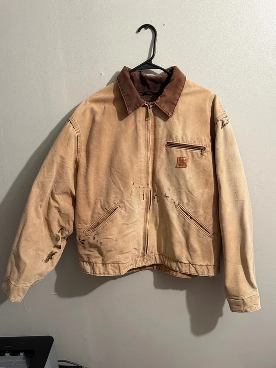 Vintage Carhartt J97 BRN Detroit Jacket Blanket Lined Brown XL Workwear Distress