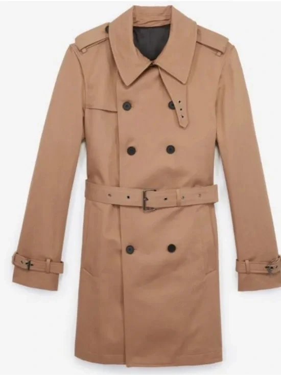 The Kooples Khaki Trench Bucked Trench Coat Size 48