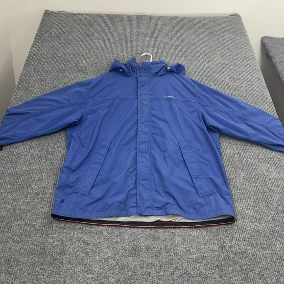 LL Bean Jacket Mens XL Tall Blue Nylon Hooded Full Zip Gorpcore Outdoor Hiking