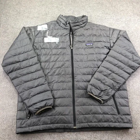 Patagonia Jacket Mens XL Gray Down Sweater Puffer Full Zip Outdoor Hiking Warm