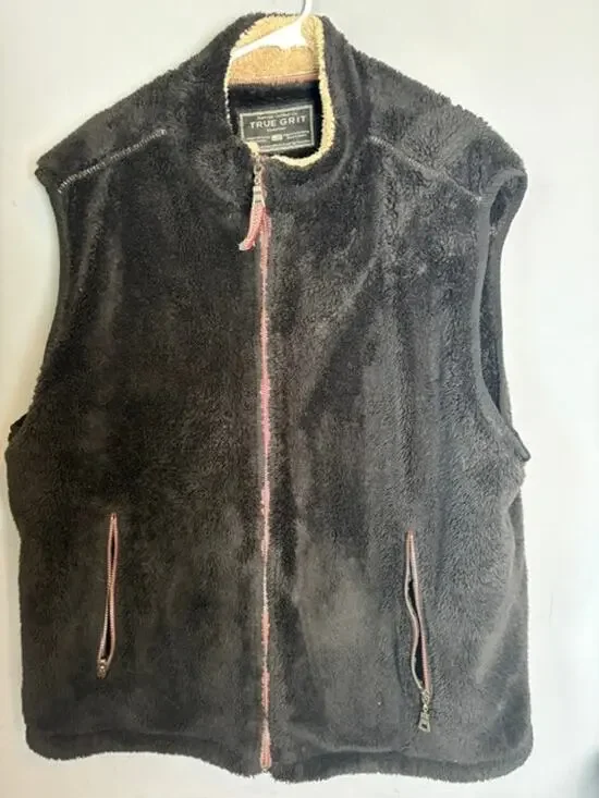 True Grit Black Fleece Zip Vest Men’s 2XB