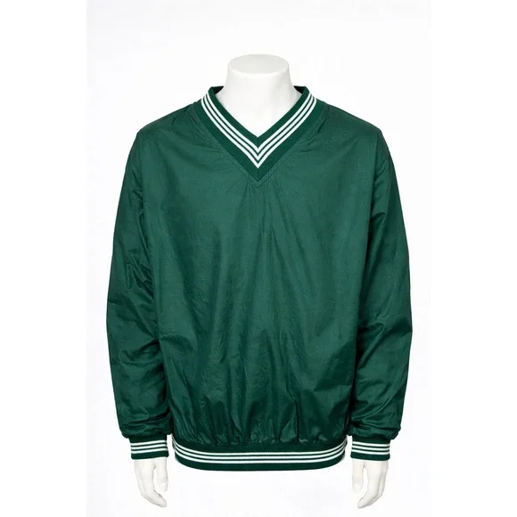 Vintage Premier International Green Pullover Windbreaker V Neck Athletic XL
