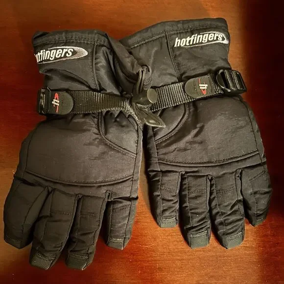 Hotfingers Ski Gloves Black Waterproof Women's M Ride Side Winter Gauntlet Style