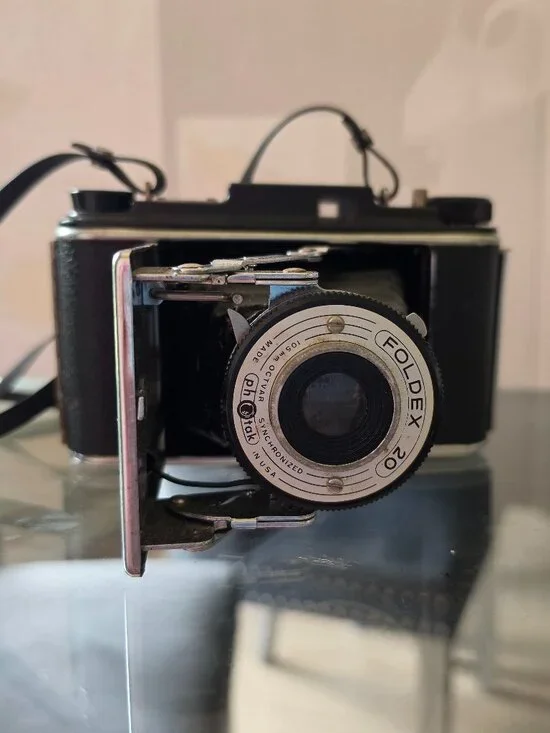 Pho-Tak Foldex 20 Vintage Folding Film Camera Untested