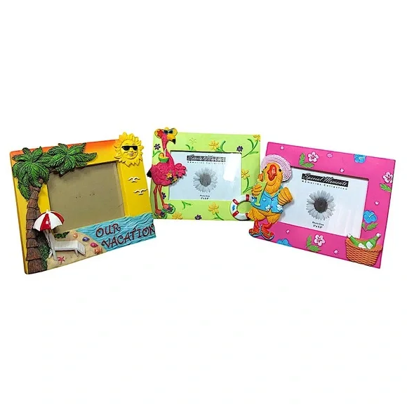 Bundle of 3 Resin Colorful 3D Art Vacation Picture Frames