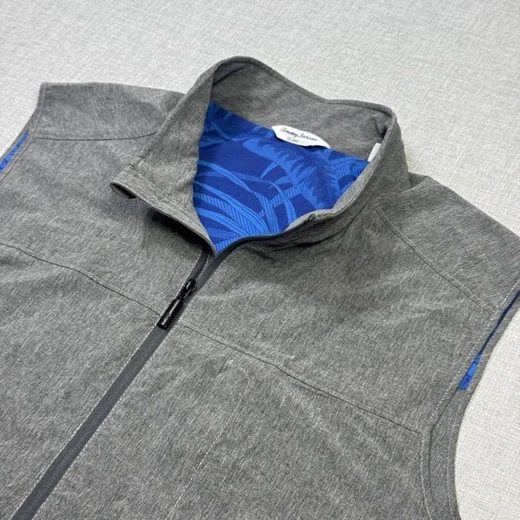 Tommy Bahama Island Active Windbreaker Jacket Vest Mens XL Gray Full Zip