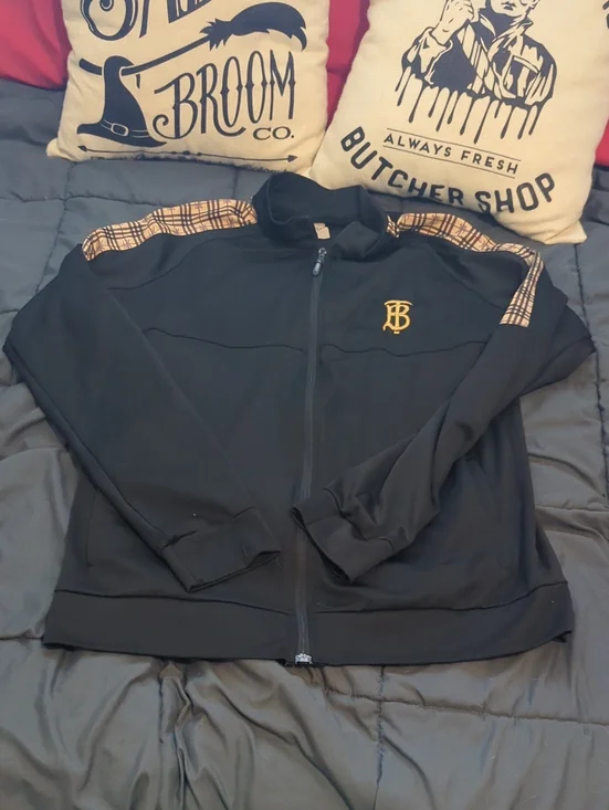 Burberry Zip Up Nova Check Black Thin Jacket Size M