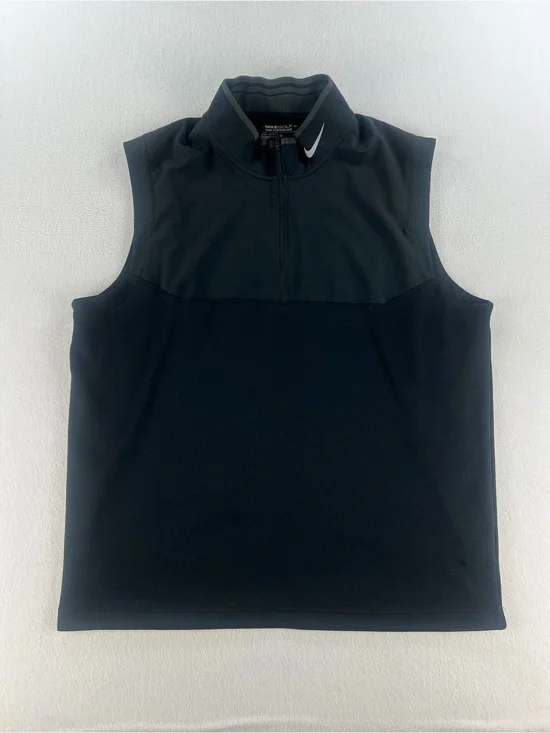 Nike Golf Dri Fit Tour Performance 1/4 Zip Vest Black Sleeveless Mens Size XL