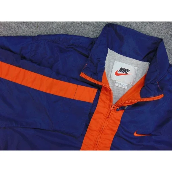 Nike Jacket Mens Large Blue‎ Orange Windbreaker Full Zip Vintage Y2K Swoosh