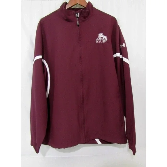 Mississippi St Bulldogs Under Armour Mens Full Zip‎ Red Sz XL Training Jacket