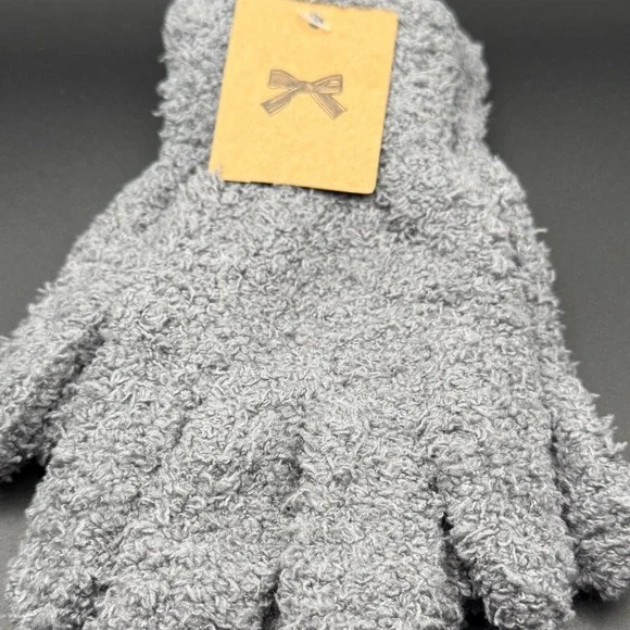Cozy Fuzzy‎ Plush Gloves Winter Warm Soft Knit Handwear Grey